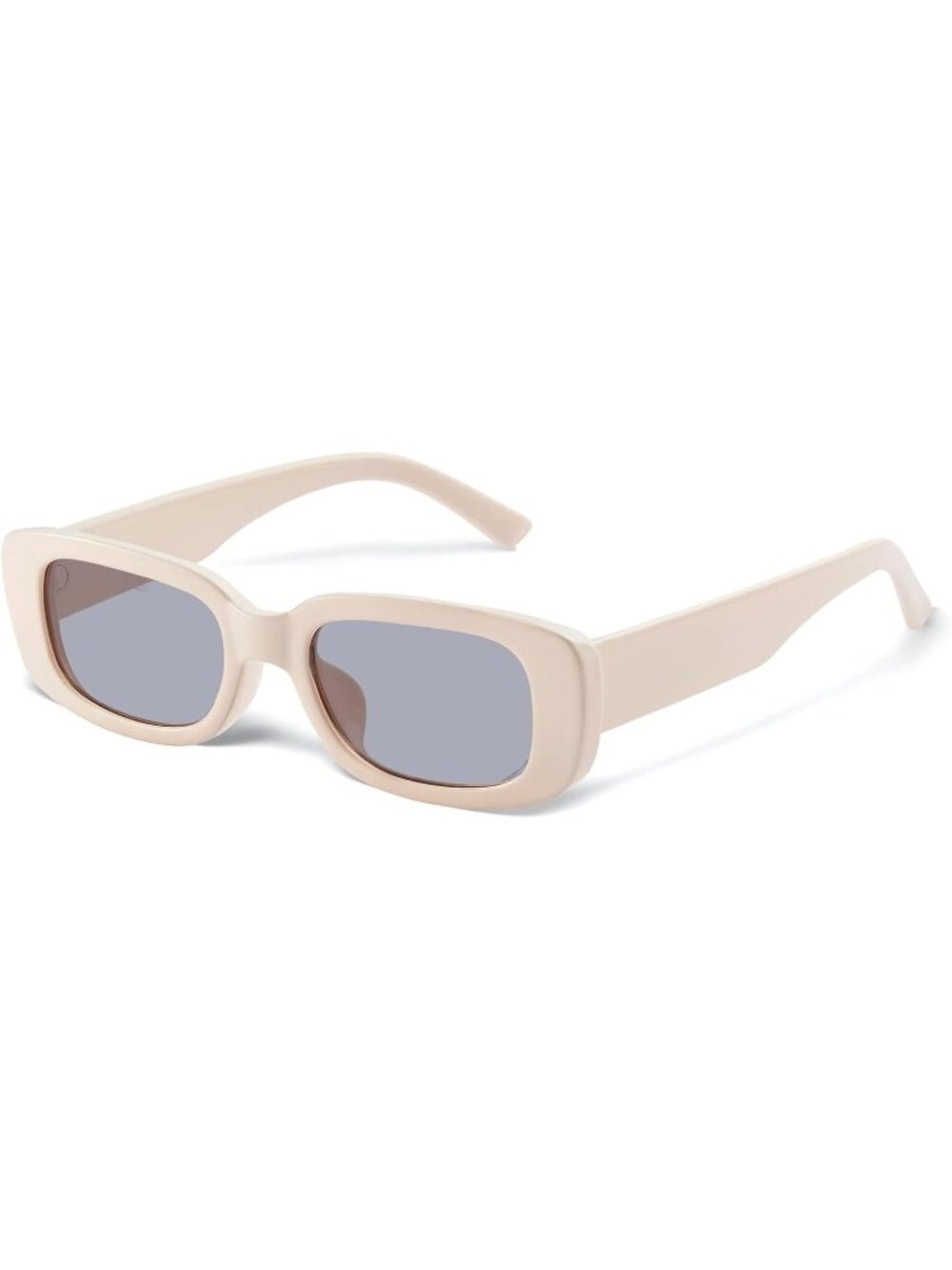 Women's Beige Grey Trendy Rectangle  Protection Cool Square Frame Sun Glasses